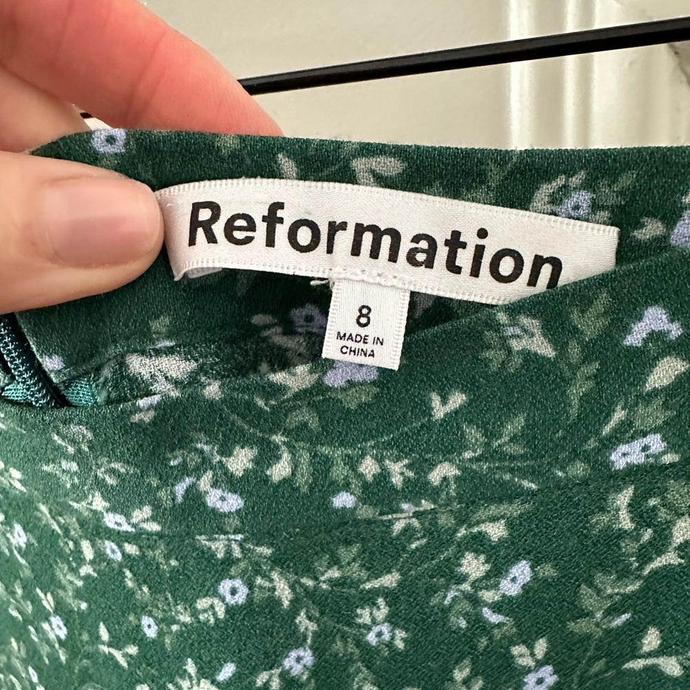 Reformation Green Floral Midi Skirt - Picture 3 of 4